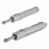 Series KM/55001 + Mountings and Accessories - Roundline cylinders "Stainless steel" Magnetic piston, double acting
